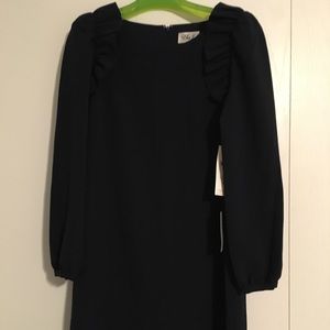 Long sleeve navy blue dress